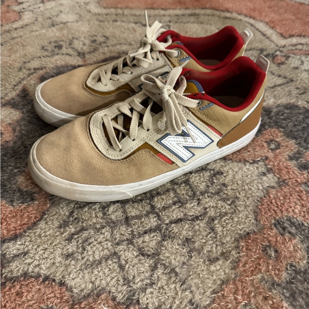 New Balance Men's Beige and Red Sneakers